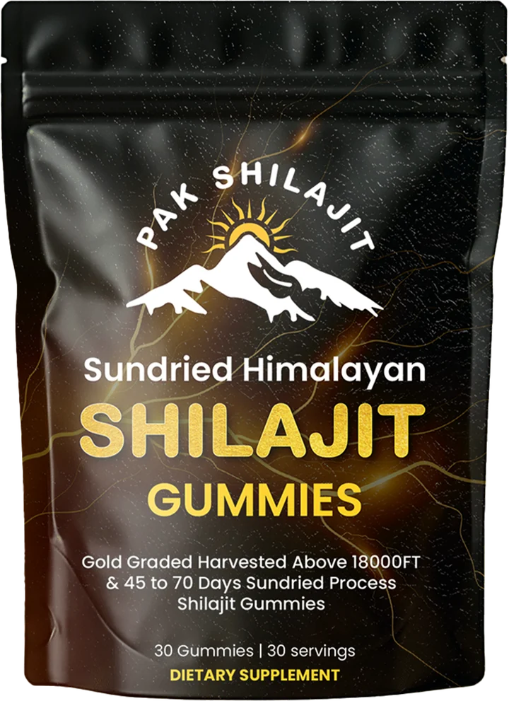 Pouch of Pak Shilajit apple-flavour gummies