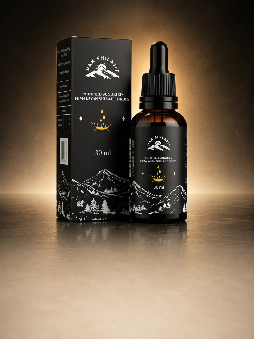 Pak Shilajit liquid shilajit drops, 30ml amber dropper bottle