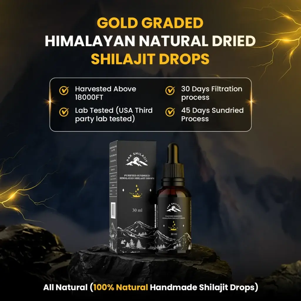 Specifications for Pak Shilajit gold-graded shilajit drops