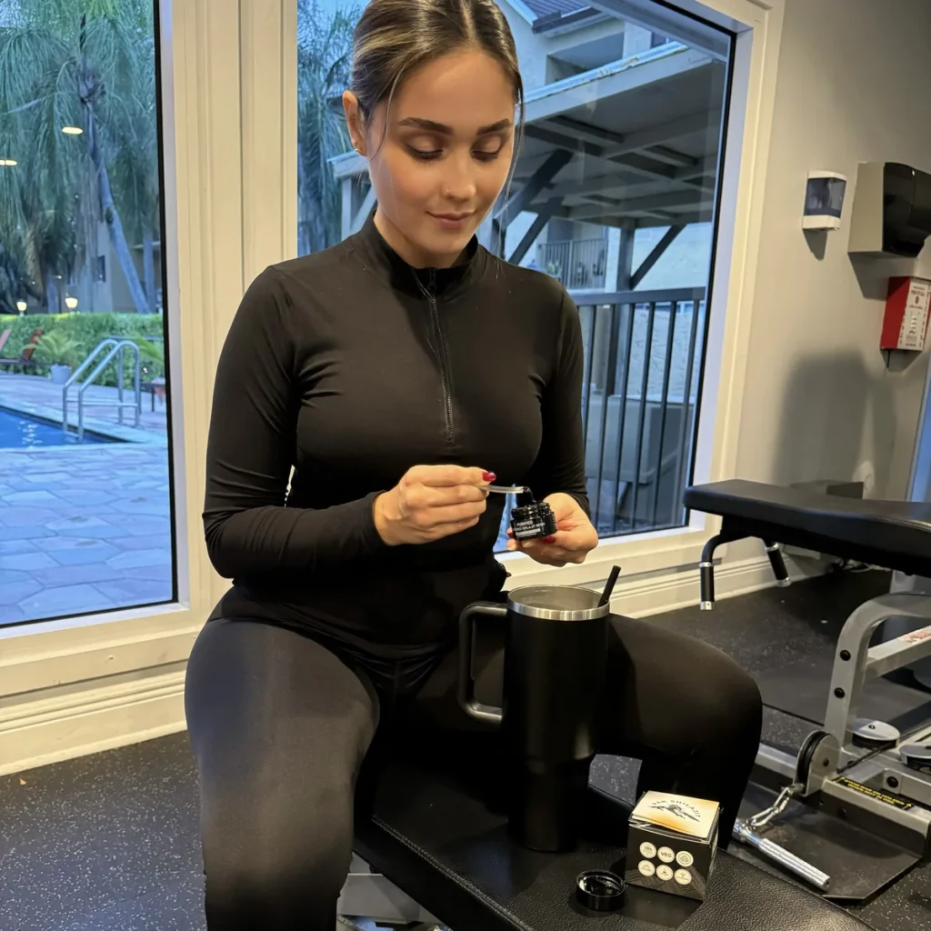 Shilajit resin dissolved in warm water as part of a morning routine